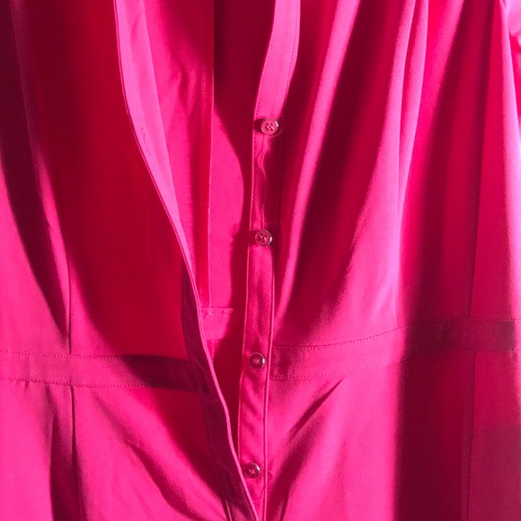 Bright pink button down shirt dress - Picture 2 of 3
